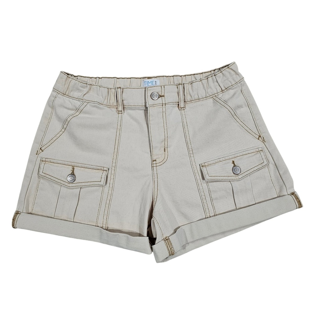Time and Tru Womens Size 6 Beige Utility Shorts Cargo Cuffed